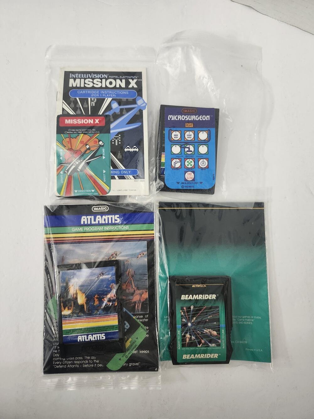 Vintage Intellivision Game Cartridge & Manual Variety Lot - Atlantis, Beamrider